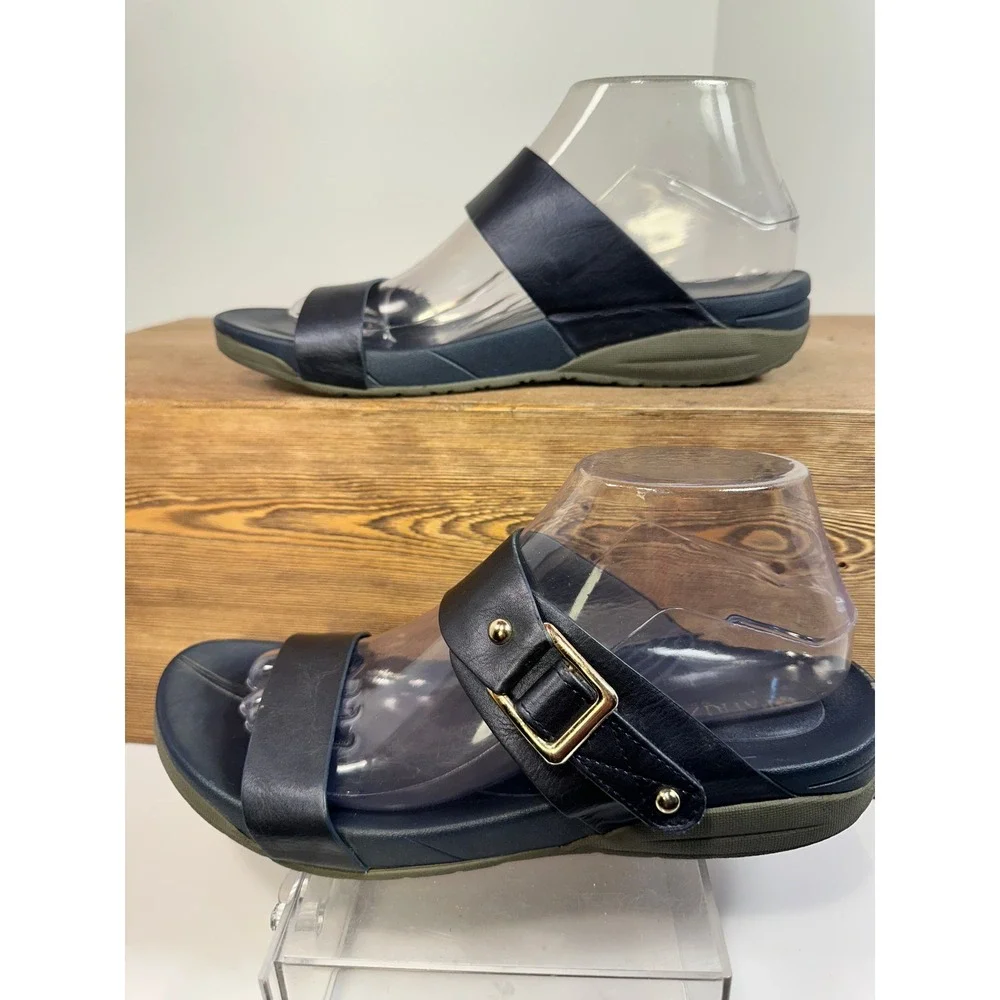 Patrizia Spring Step Leather Comfort Slide Sandal Quiet Luxury Minimalist 9.5-10